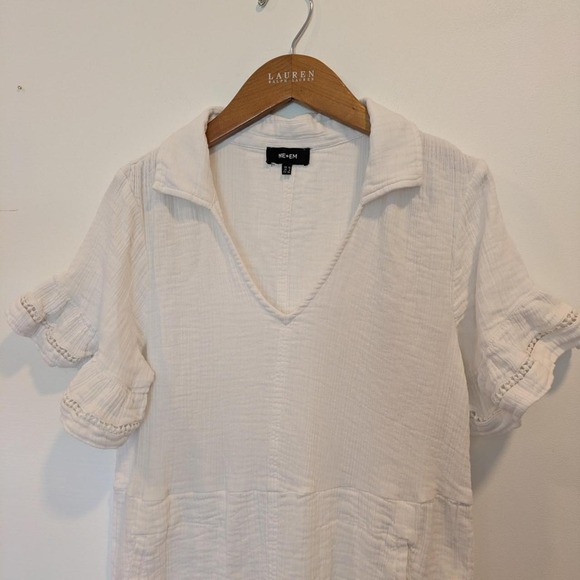 Dresses & Skirts - Me and Em Fit and Flare Dress 6 100% Cotton Gauze SS21WD40 White Beach Luxury